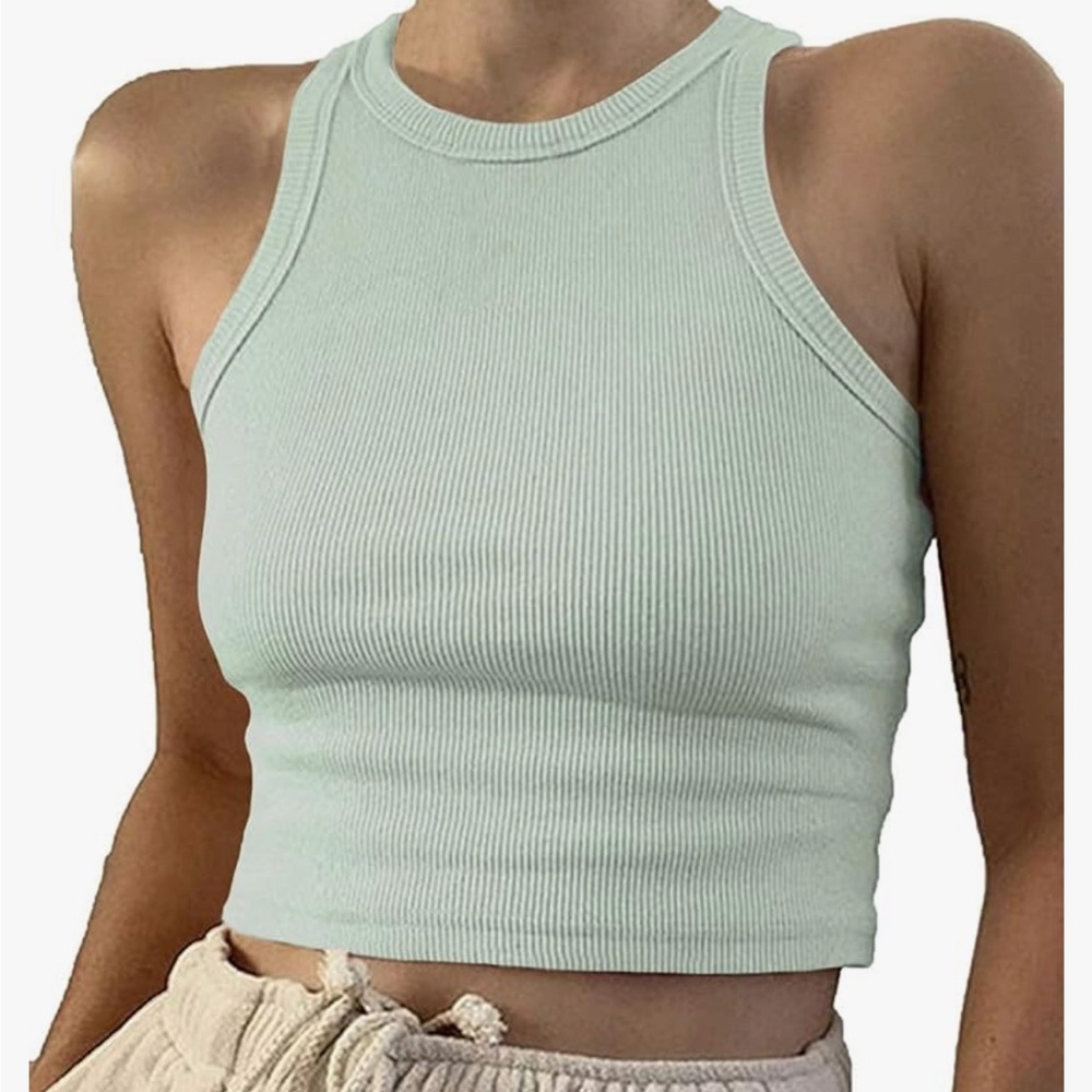 Green cropped tank
